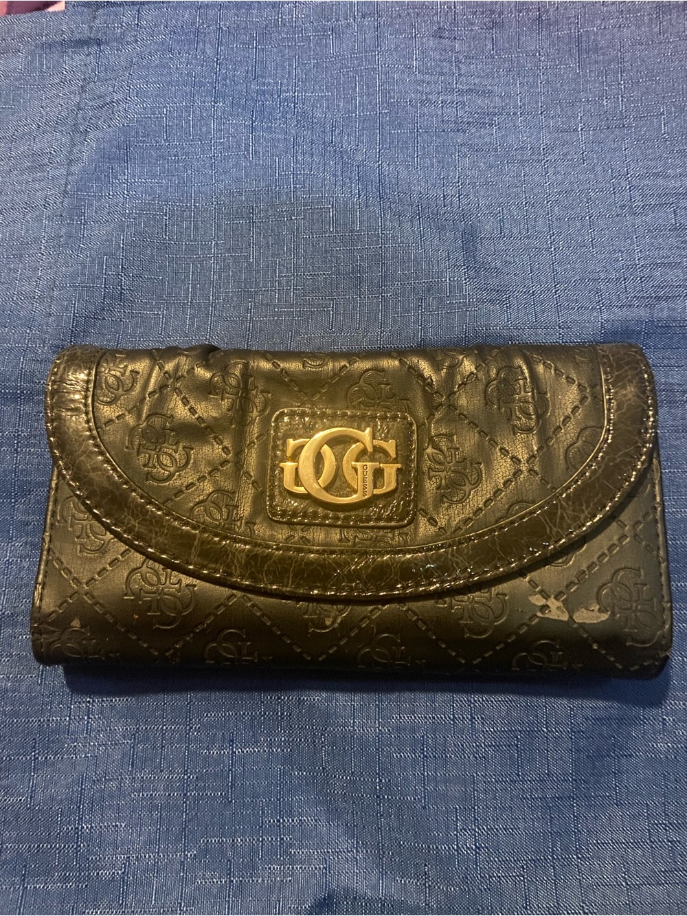 Guess Black Wallet with Gold Hardware
